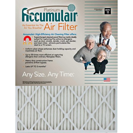 Accumulair Pleated Air Filter, 20" x 20" x 1", 4 Pack FA20X20_4
